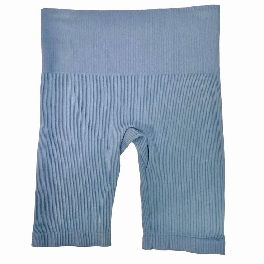 4/$16 Suzette Collection Light Blue Ribbed Lounge Bike Shorts OS One Size